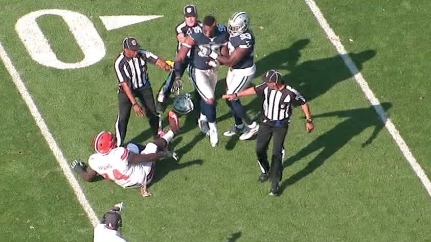 Browns' Cam Erving and Cowboys' David Irving Fight on Field