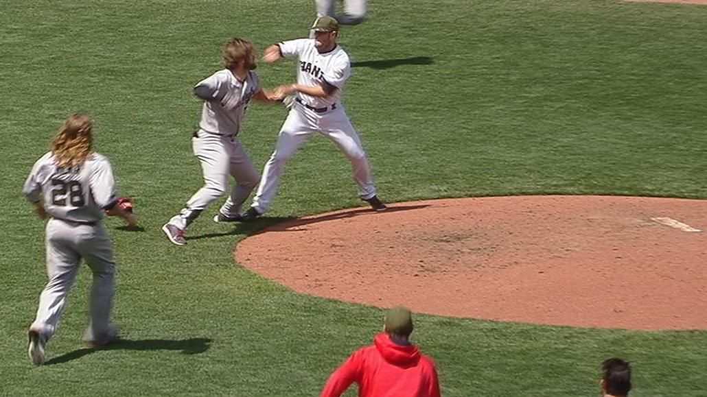 VIDEO: Nationals, Giants brawl after star Bryce Harper is plunked with pitch