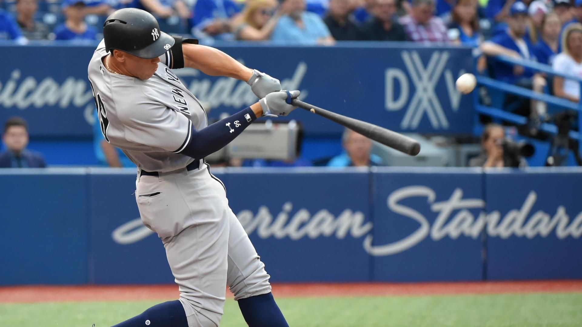 New York Yankees star Aaron Judge takes BP, fields on Wednesday
