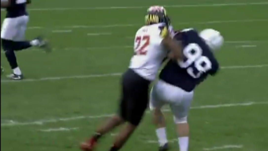 Maryland player ejected for late hit on Penn State kicker