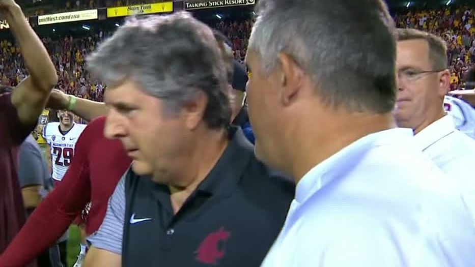 Todd Graham confronts Mike Leach for stealing signs comment